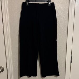 Eileen Fisher Wool Blend Classic Black Pants Straight Leg Petite Office Ankle